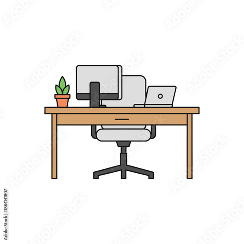 desk with computer
