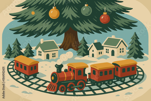 Toy icon bubbles characters vintage no trees village captions punctuation vector train