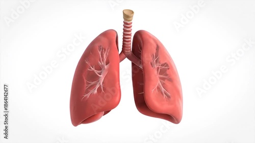 Human lungs illustration on a white background for medical purposes.