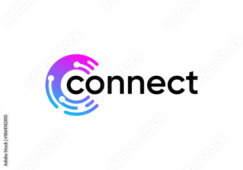 circle letter C global connect logo. network signal technology connectivity symbol icon vector design