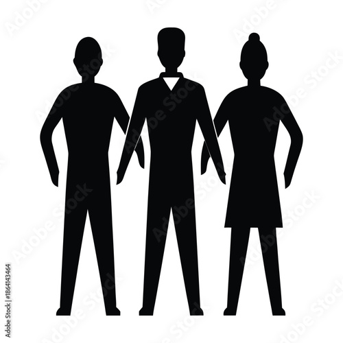 Three Diverse Silhouettes Standing Together Side By Side people group