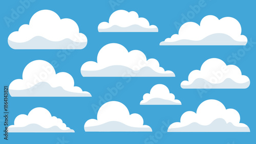 Seamless Pattern of Fluffy White Clouds in Blue Sky, Repeating Background Design