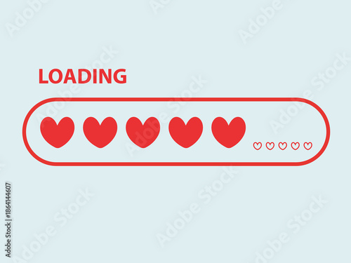 Heart Shape Love Progress Bar Vector Graphic