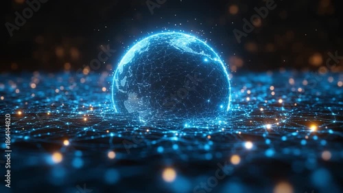Digital World: A mesmerizing digital representation of the world emerges amidst a sea of interconnected data points, evoking a sense of technological marvel and global connectivity. 