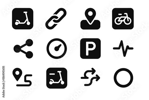 Micro geometric mobility strokes cycle icon black plate vector icons no strict