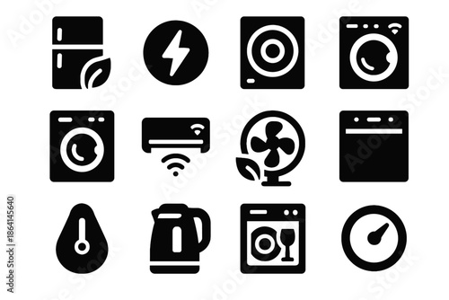 Vector eco energy icon rounded no efficient squares centered look thermostat glyph