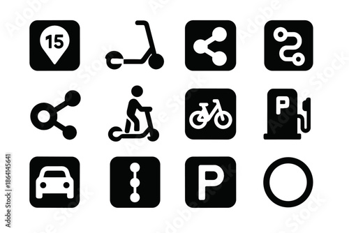 Icons guide vector minimalist shapes no icon mobility thickness scooter unit corners