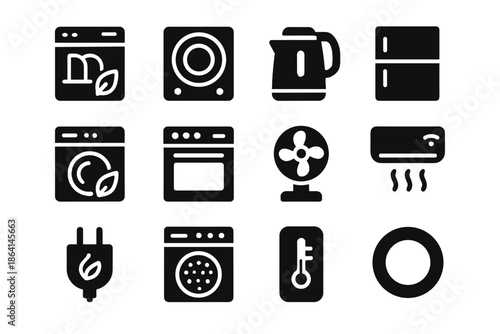 Efficient power appliance gradients block dishwasher icon space icons no vector eco