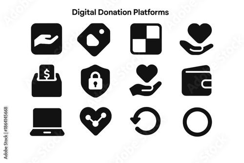 Digital donation no sterile icons giving platform icon transfer vector gradients