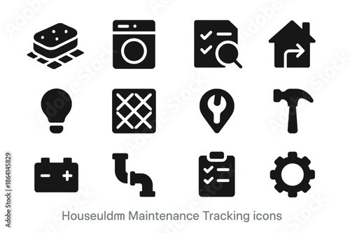 Roof battery icon maintenance rounding vector gradients household set icons