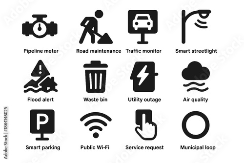 Flood loop shading road smart rounding streetlight services vector parking monitor icon