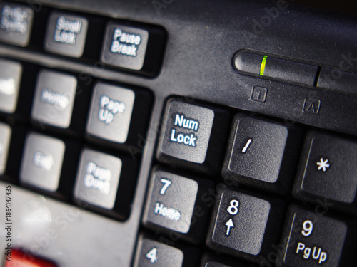 key board foe computer and butom active in black and red color