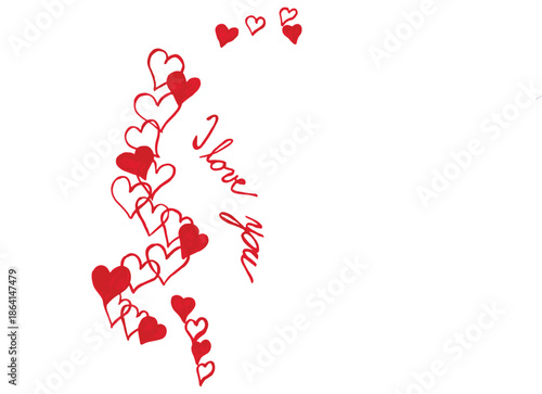 I Love You Hearts Trail Red Vector Illustration
