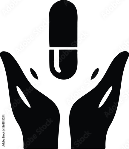 Hands Holding a Large Capsule Silhouette.