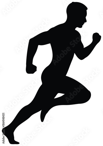 Silhouette of a Man Running Freely.