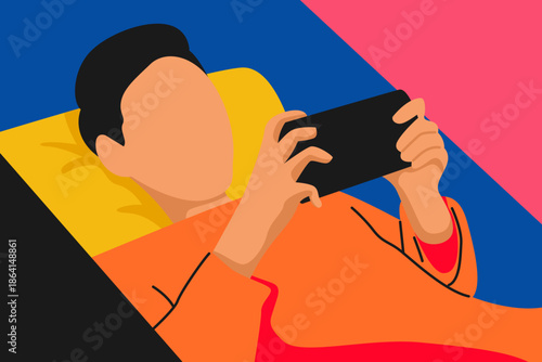 a man is playing a game on a gadget