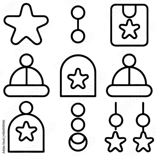 Star and jewelry icons isolated on transparent background