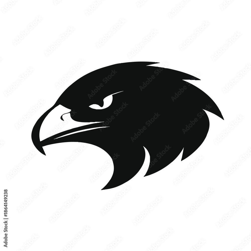 Naklejka premium Aggressive black eagle head profile mascot logo design