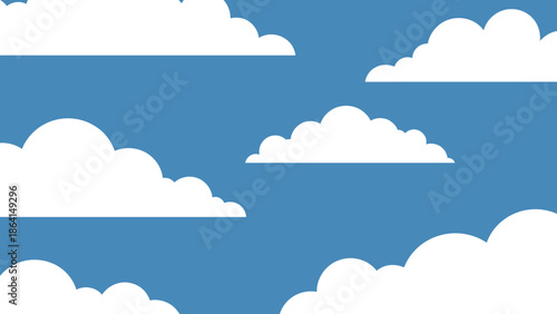 Clear Blue Sky with Fluffy White Clouds on a Sunny Day