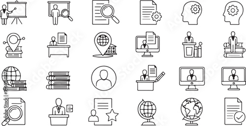 Collection of Education and Business Icons learning