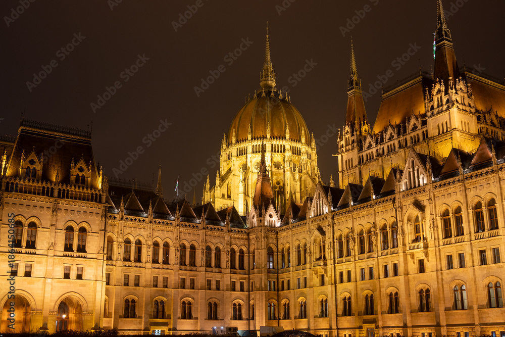 Obraz premium Hungarian Parliament Building at night