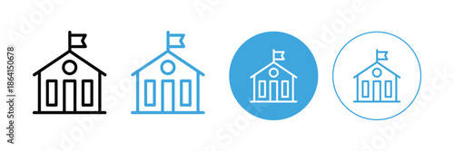 School building icon set. institution, university, college, academy, campus symbol. vector illustration