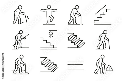 Level safety hazard vector elderly stairs edge contrast icons movement carpet icon