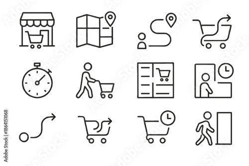 Optimized layout route icon path prep reduced vector smart grocery store