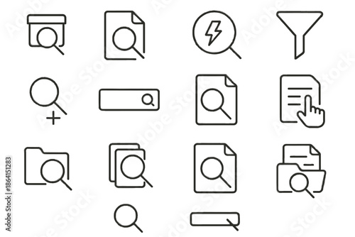 Lookup discovery digital magnifier icons file record archive vector bar access icon