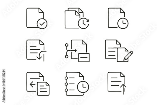 Version edit evolution vector digital icon control update file icons history document