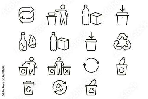 Icon disposal icons vector guide waste sustainable awareness material correct packaging end