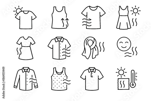 Apparel comfort personal fabric choice urban vector clothing icon wear heatwave colors