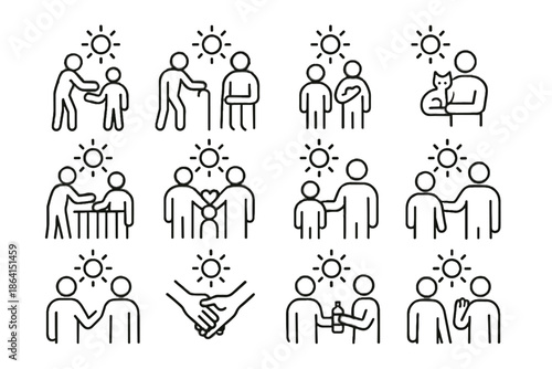 Assistance elderly check safety social responsibility icon groups child vector heatwave urban