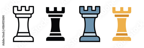 chess rook icon set. vector illustration