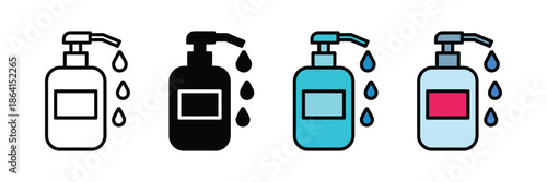 Set of liquid soap dispenser icon set. Handwash bottle symbol. sanitizer icon. vector illustration