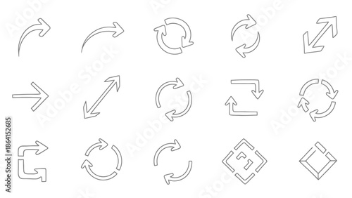 Set of Hand Drawn Arrow Symbols for Navigation and Direction