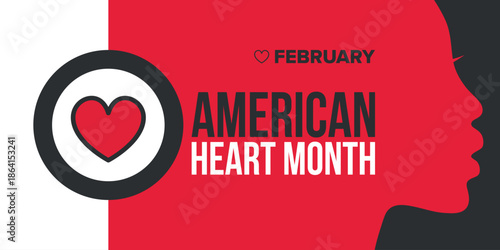American Heart Month in United States. Celebrate annual in February. Nationwide problem of heart and blood vessel diseases. Medical healthcare concept. Support and protection campaign. Vector poster