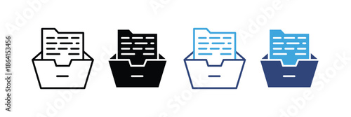 Document folder and file tray icon set. vector illustration