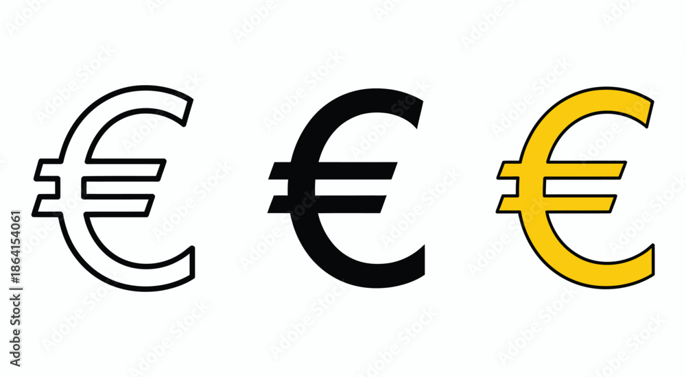 Fototapeta premium Euro money icon in simple generic style, featuring the Europe currency symbol for finance, banking, international payments, economic illustration