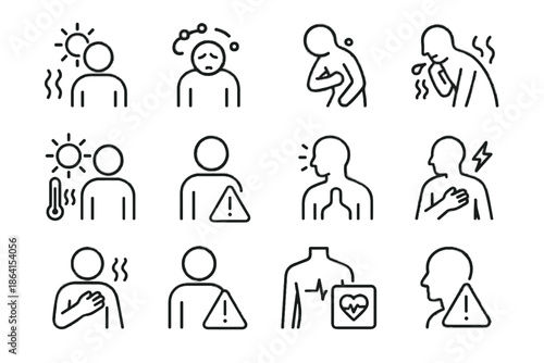 Heatwave cue health body monitoring medical danger alert heat icon vector urban