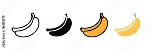 Banana fruit icon set. vector illustration