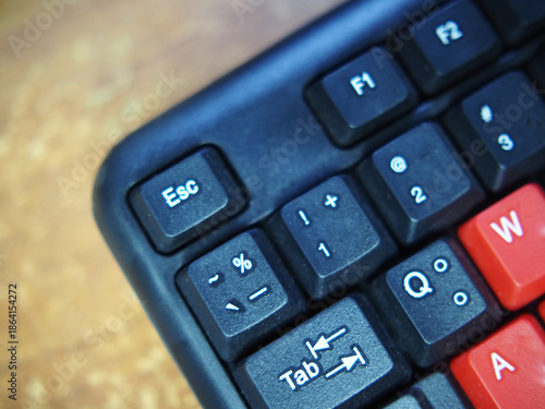 key board foe computer and butom active in black and red color