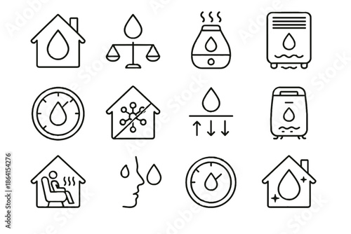 Vector reduction dehumidifier icon moisture allergy balanced mold use humidifier home gauge