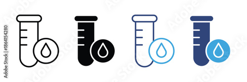Laboratory test tube with blood drop icon set for medical and scientific analysis symbol. vector illustration