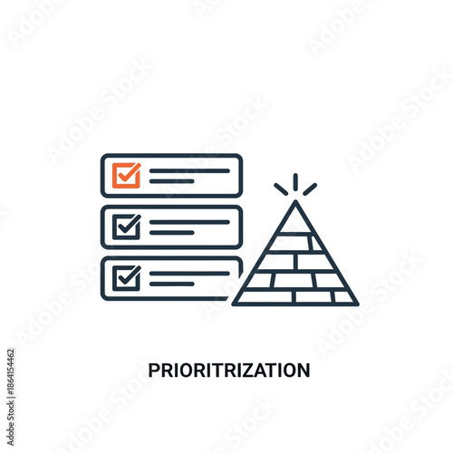 Prioritization concept with checklist and mountain icon for business strategy