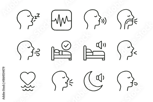 Icon health awareness vector monitoring icons sound rest sleep night breathing airway