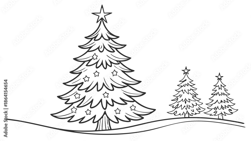 Obraz premium Three decorated christmas trees