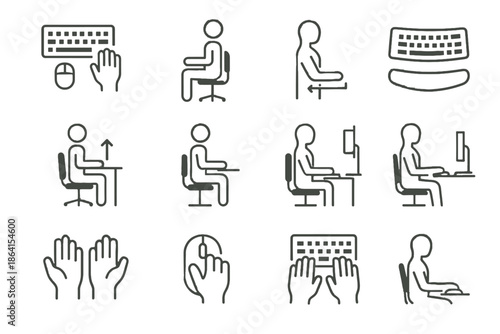 Position vector icon icons alignment hand ergonomic device forearm degrees wrist posture