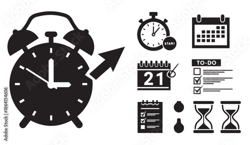 Time management icons for productivity and organization