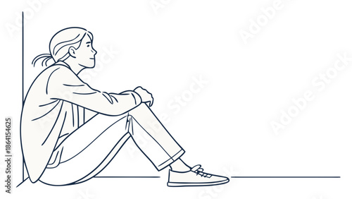 Woman sitting alone in thought